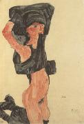 Egon Schiele Kneeling Girl,Disrobing (mk12) oil on canvas